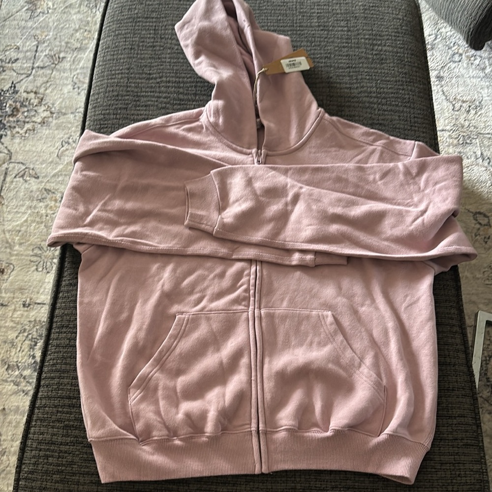 Skims cotton fleece zip up Hooded Jacket color dusk - Picture 2 of 3